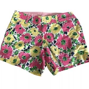 Lilly Pulitzer Doodle Bug Daisy Pink Yellow Floral Callahan Cotton Shorts